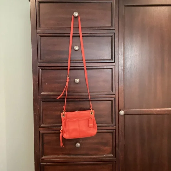Fossil Vibrant Melon Leather Crossbody Bag in EUC - Picture 6 of 10